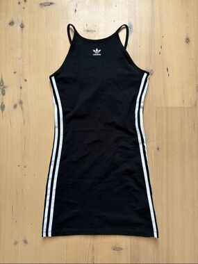 NWT adidas Black Racerback Dress with White Side 3 Stripes